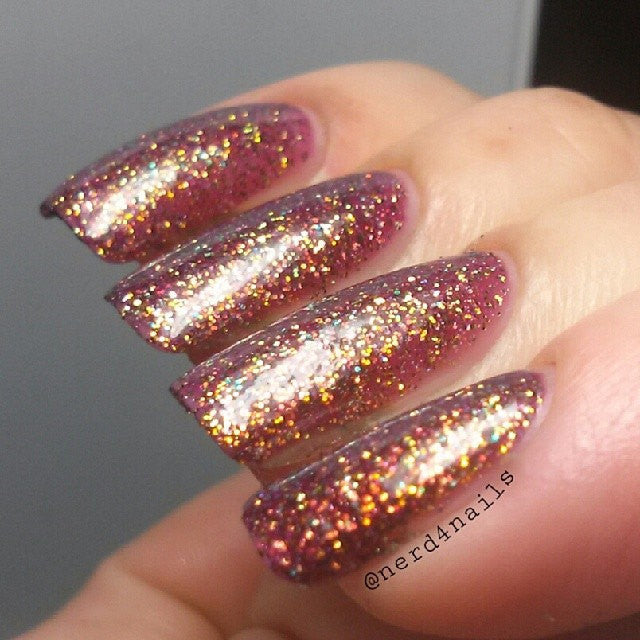 2% Butterscotch Ripple - plum base & colorshifting glitter